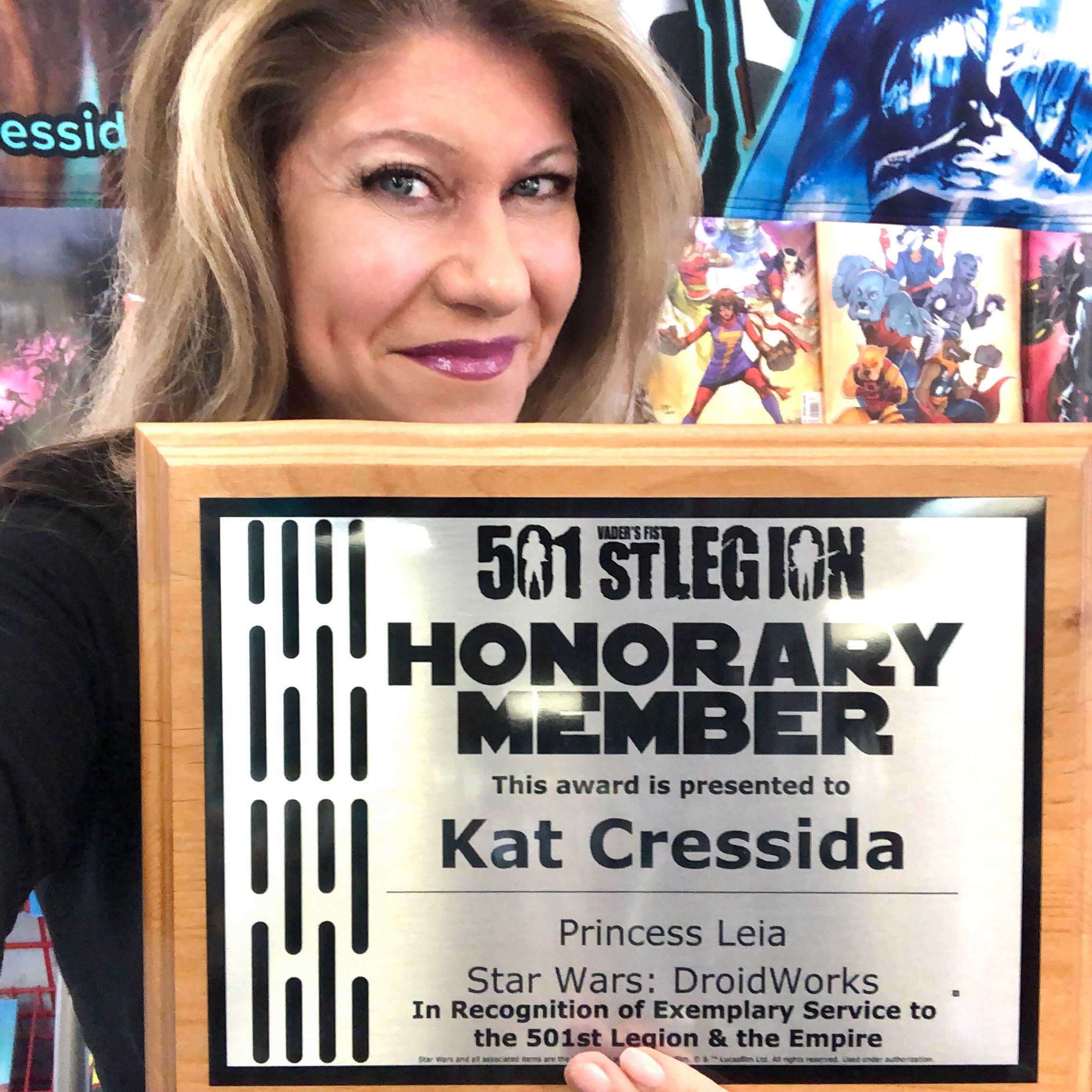 Kat Cressida is made an honorary member of the #501st Legion at Star Wars fan convention for voicing Princess Leia